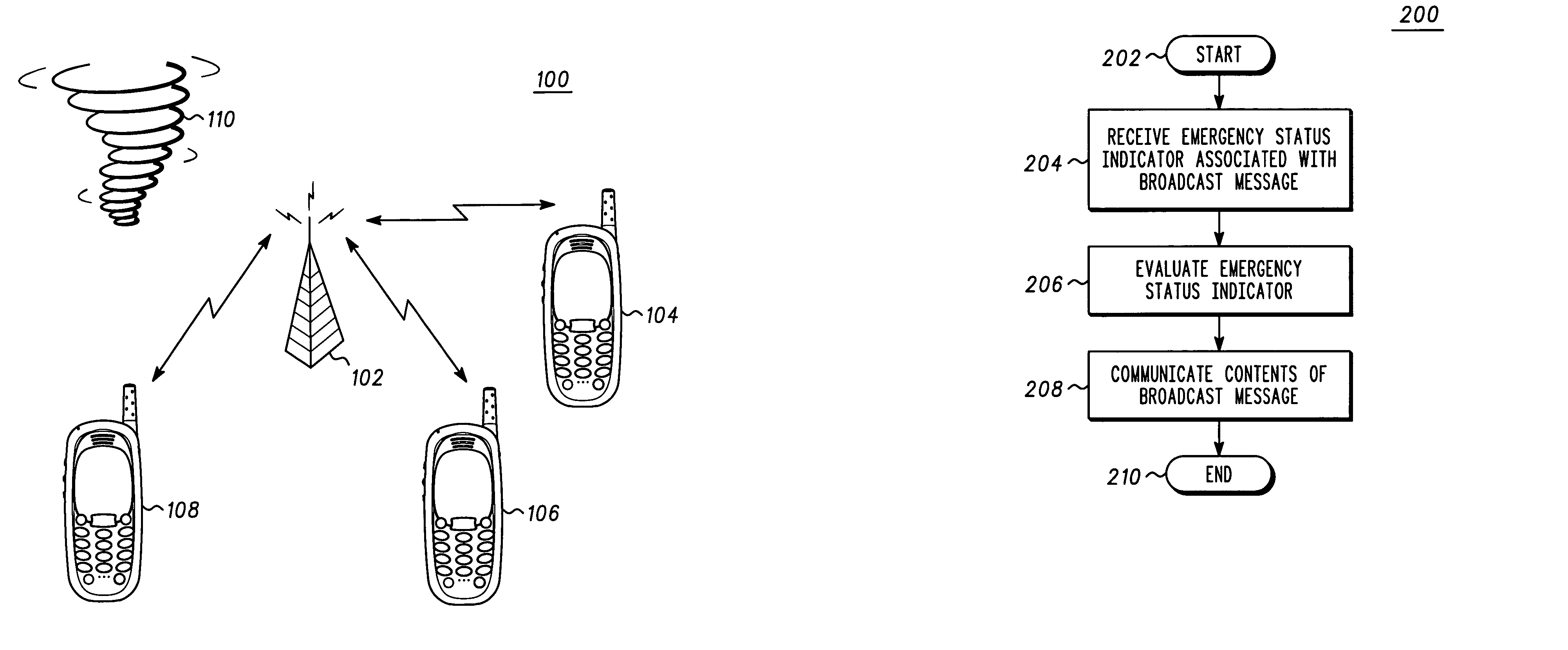 Emergency broadcast message in a wireless communication device