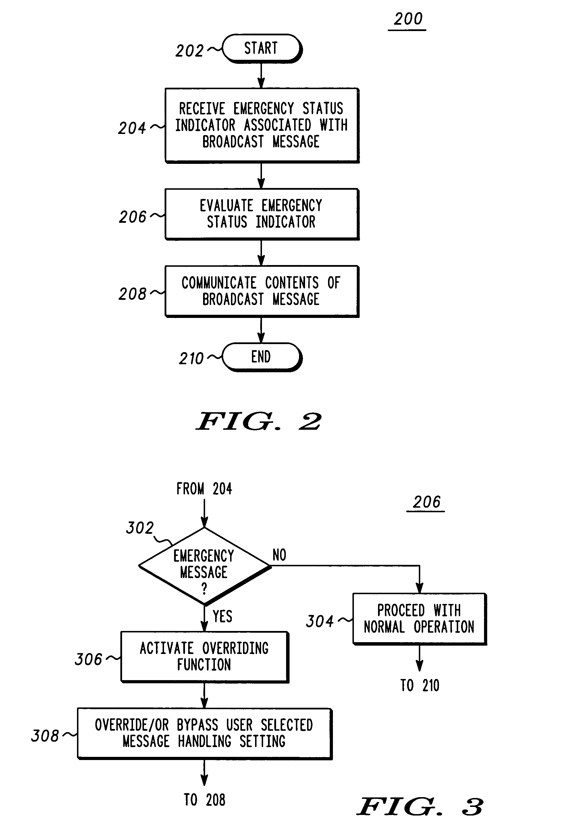 Emergency broadcast message in a wireless communication device