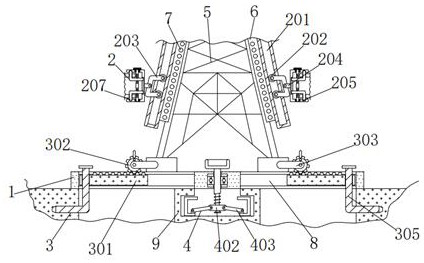 Power transmission tower lifting guide rail mounting structure and power transmission tower