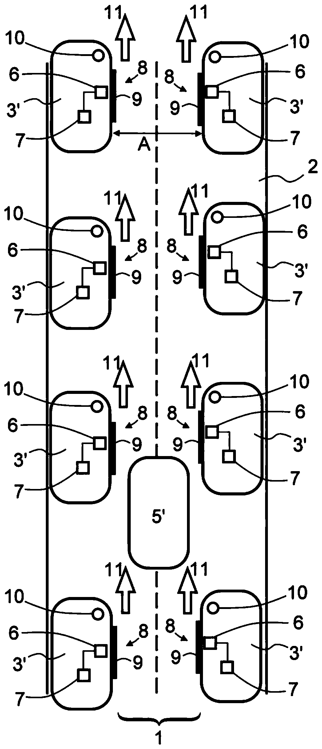 Method for forming an emergency lane on a multi-lane road and transportation vehicle