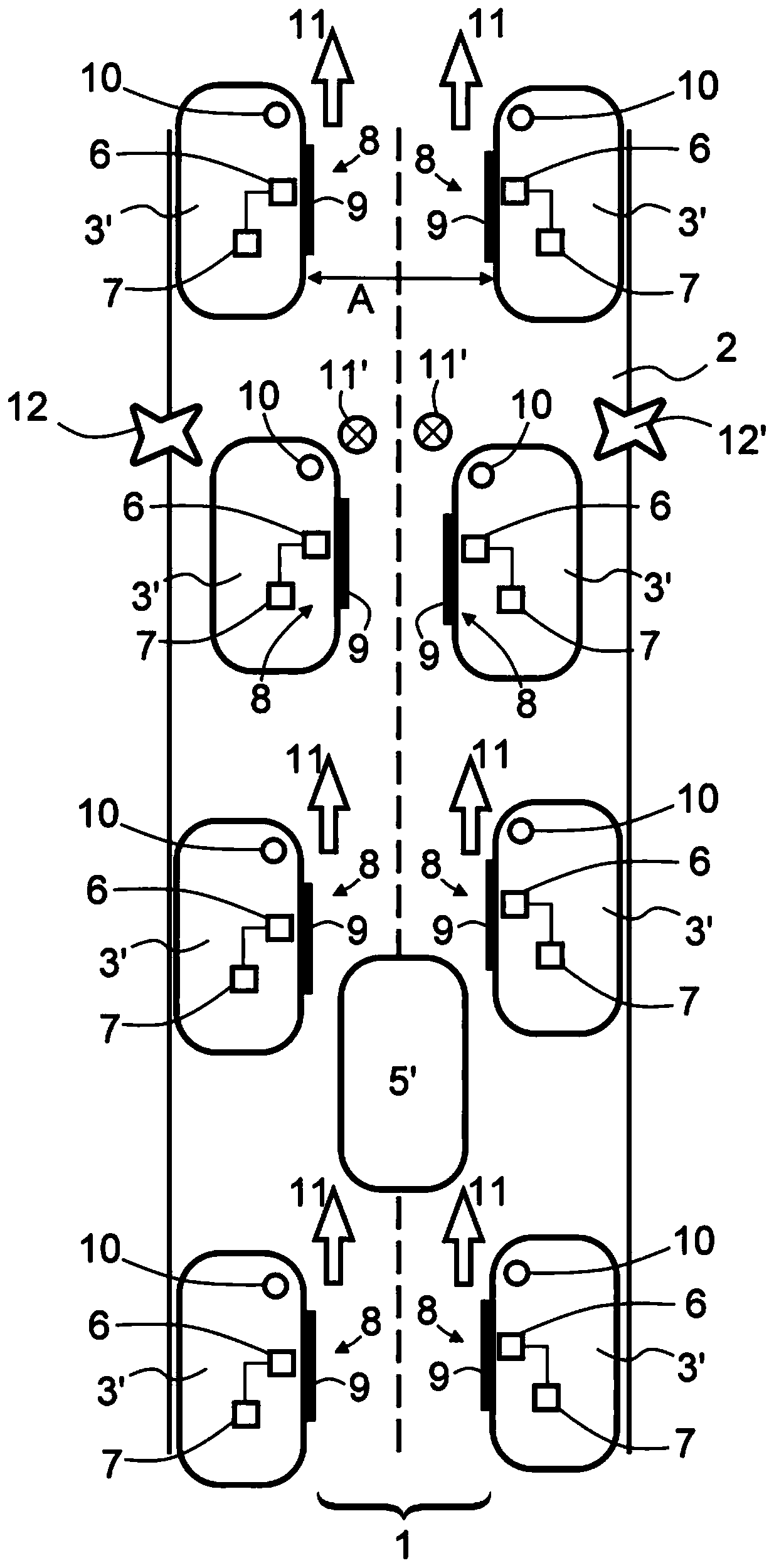 Method for forming an emergency lane on a multi-lane road and transportation vehicle