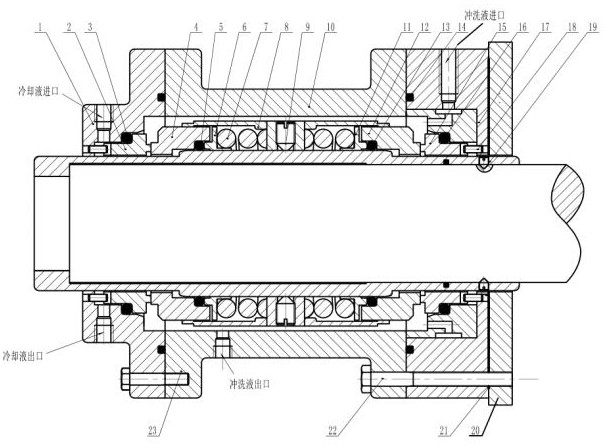 Improved mechanical seal with auxiliary system for aluminum oxide slurry pump