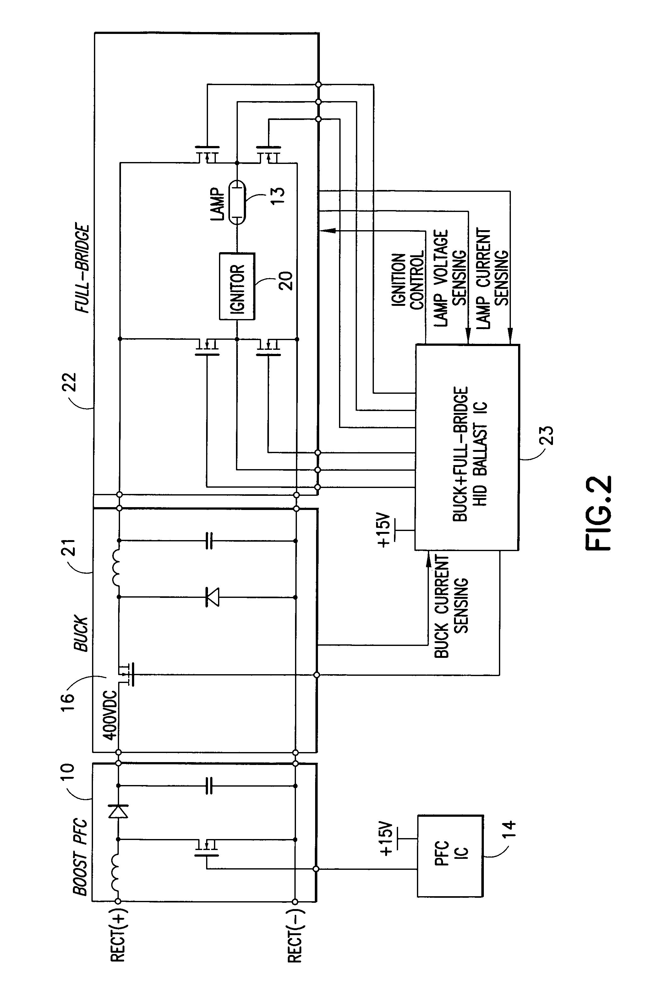 HID buck and full-bridge ballast control IC