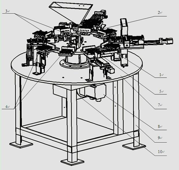 Multi-station rotary-table foam connection equipment for mercury thermometers