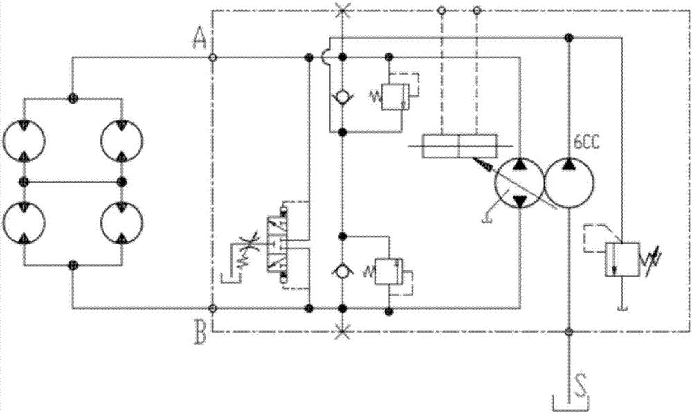 A full hydraulic drive road sweeper walking high and low speed switching device