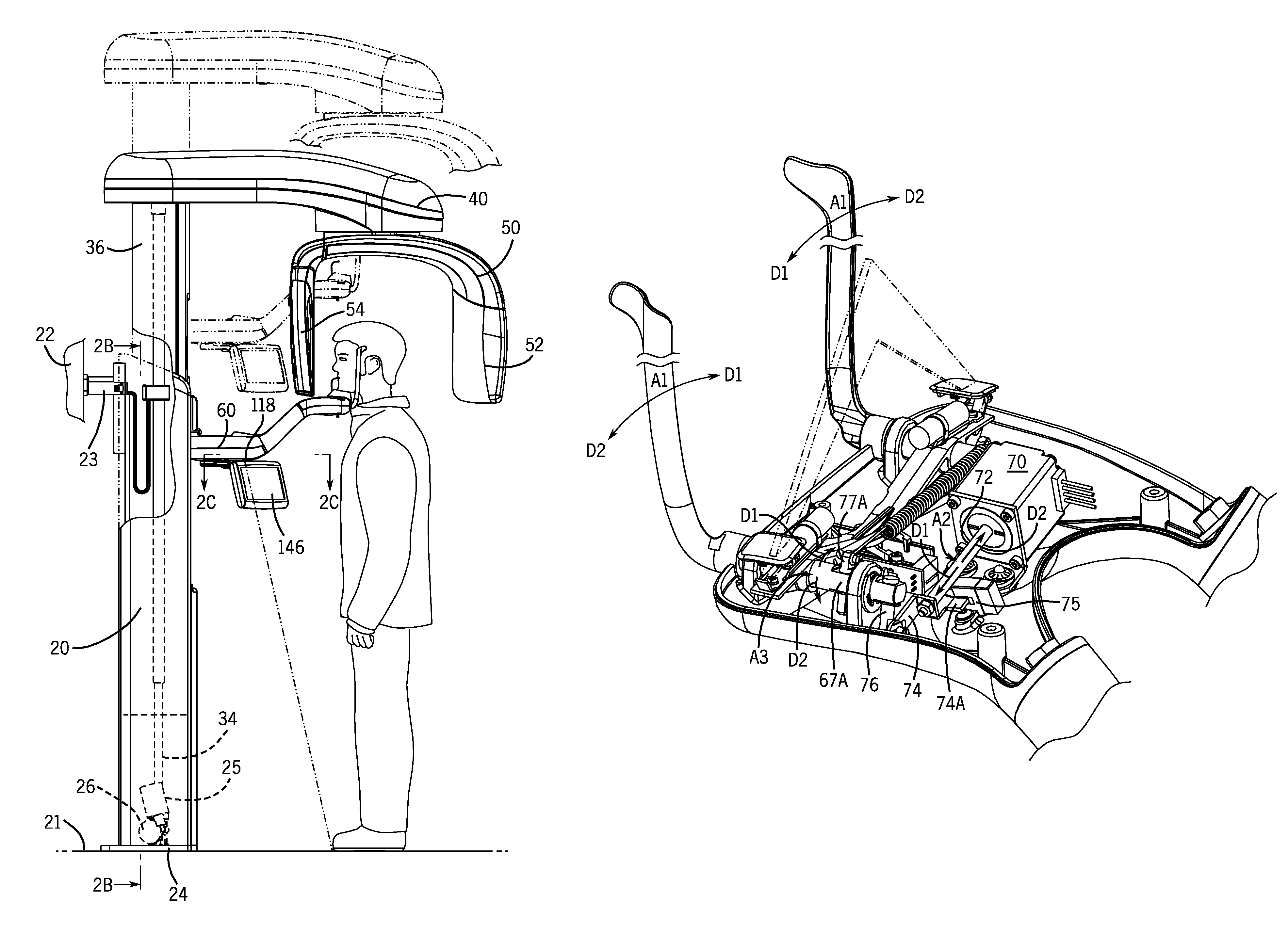 Patient positioning system for panoramic dental radiation imaging system