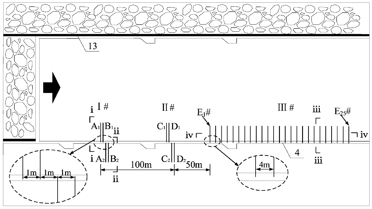 On-site detection method for hard basic top fracture parameters of stope face