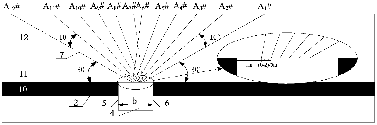 On-site detection method for hard basic top fracture parameters of stope face