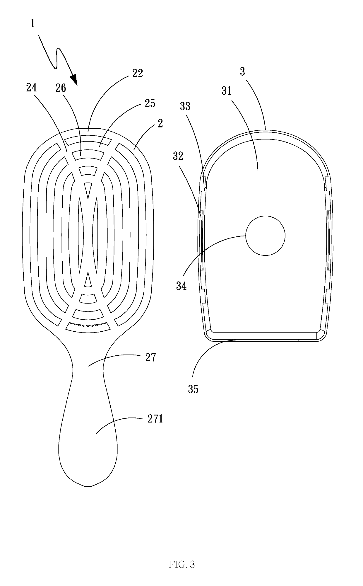 Hair comb set structure