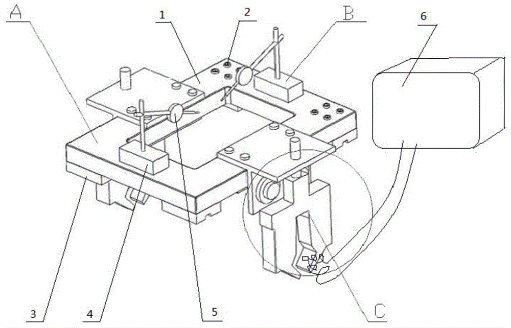 Special fixture for adjusting suspended beam lead screw position relative to guide rail