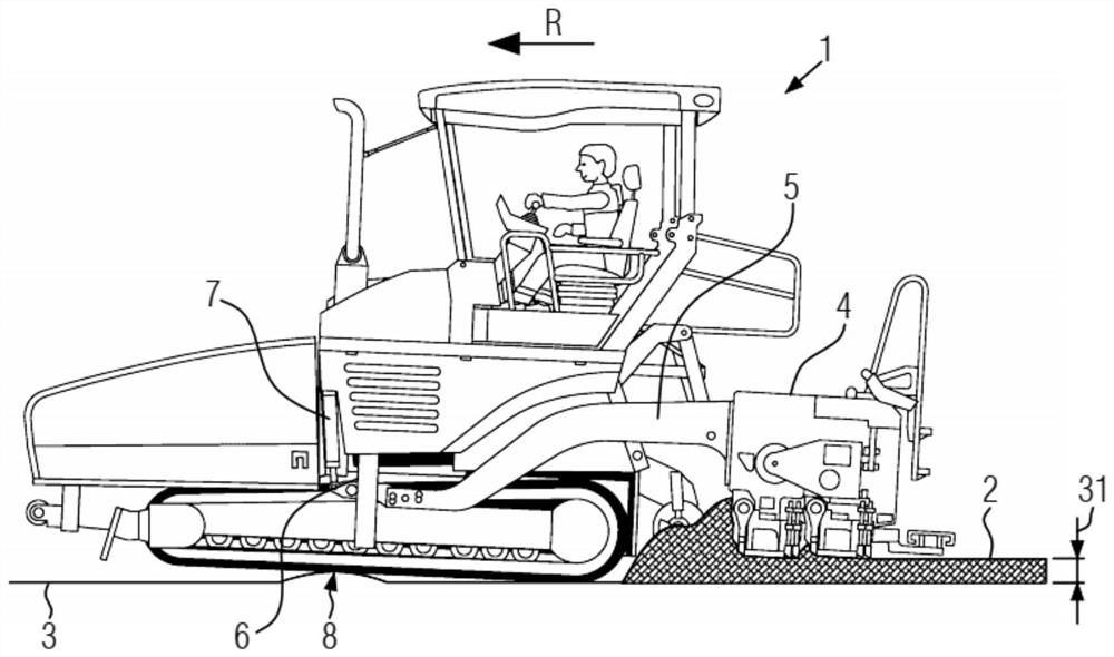 Road finisher and method for determining layer thickness of resulting paving layer