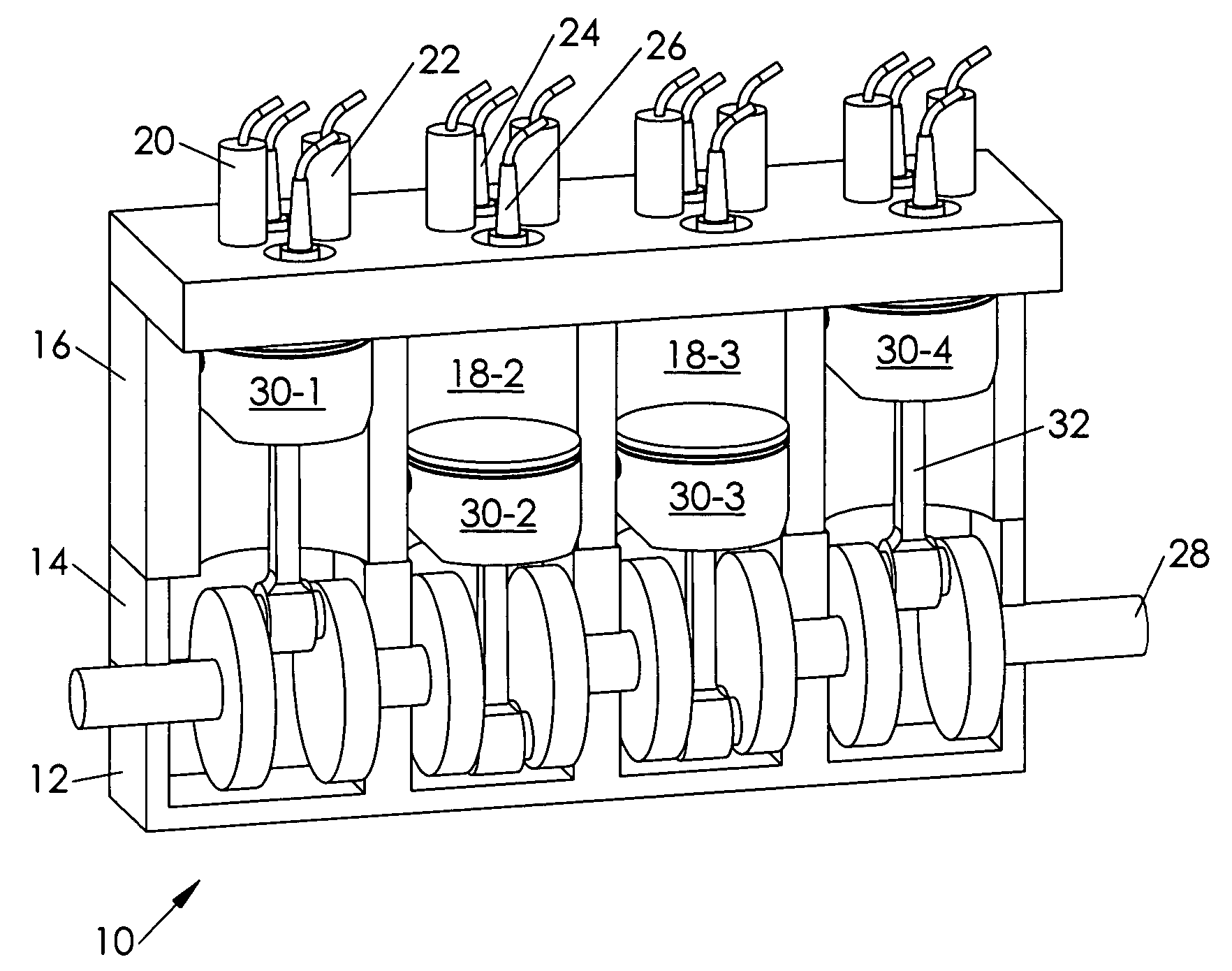 Piston engine with selectable firing order