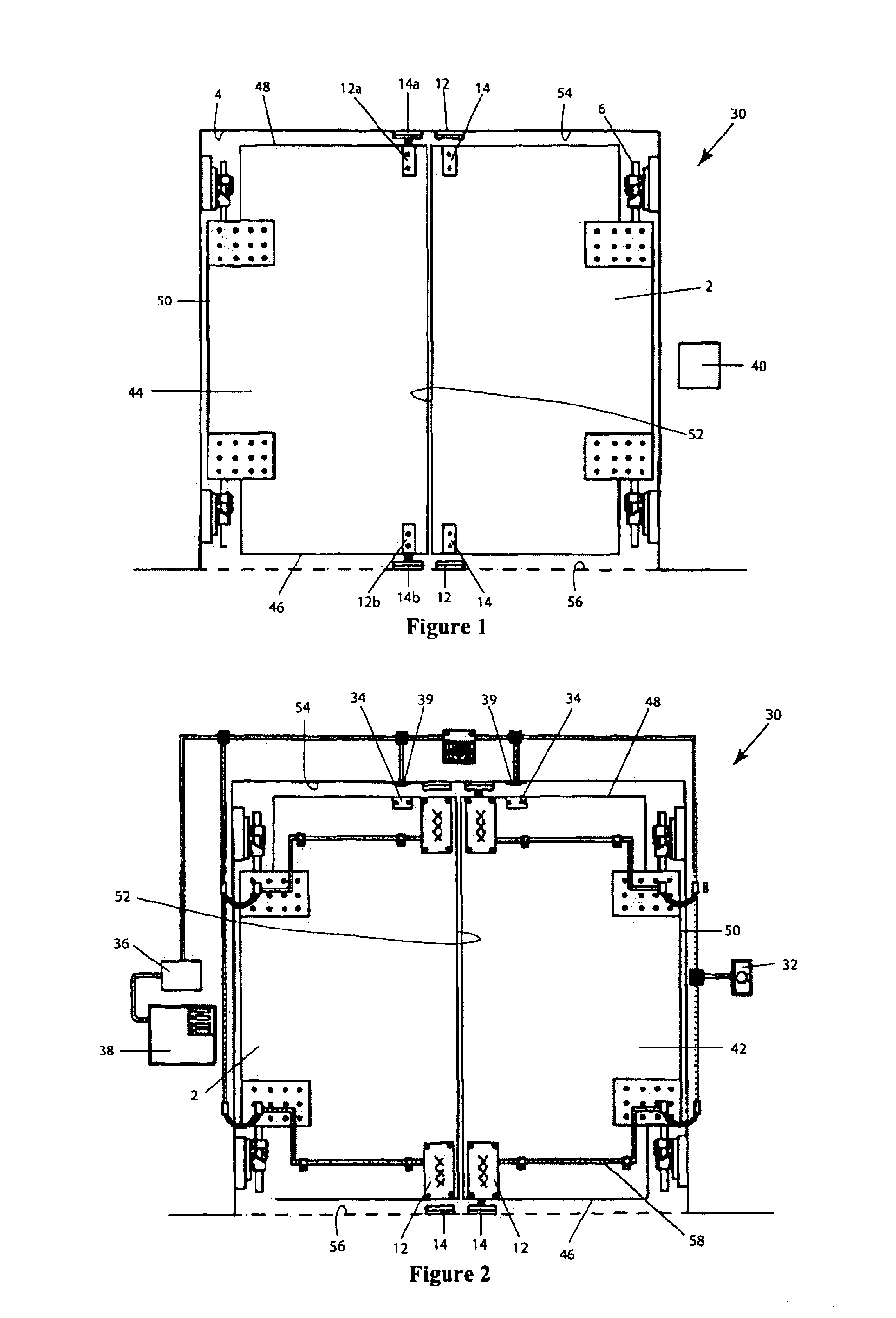 Door lock assembly and locking system for hinged double-acting impact-traffic doors