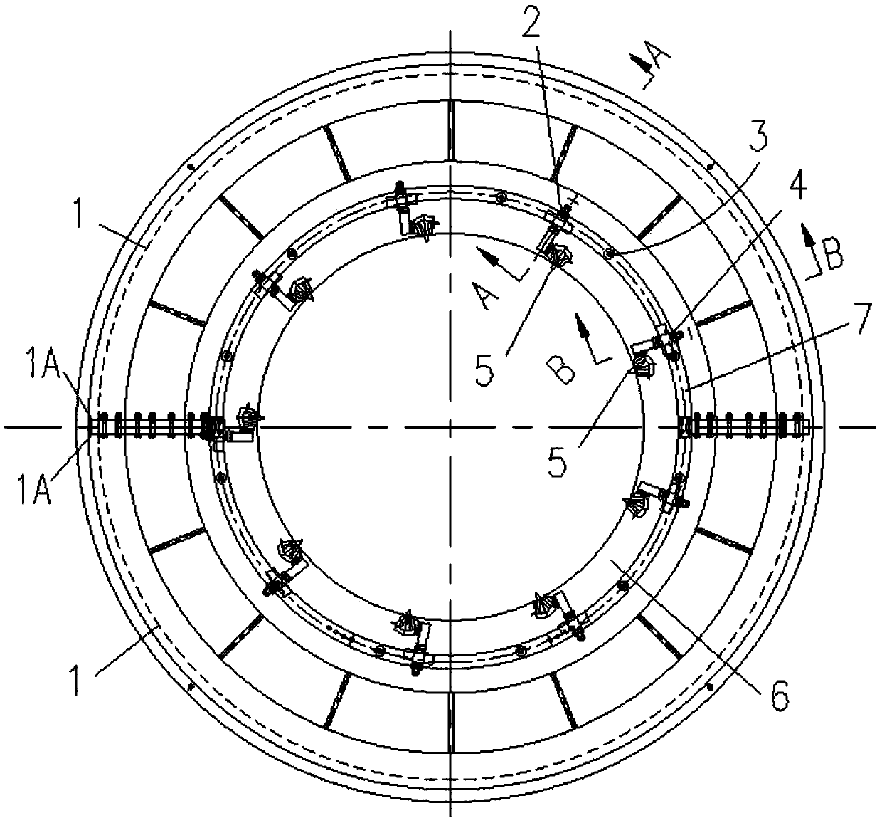 A brush frame structure of a large low-speed DC hoisting motor