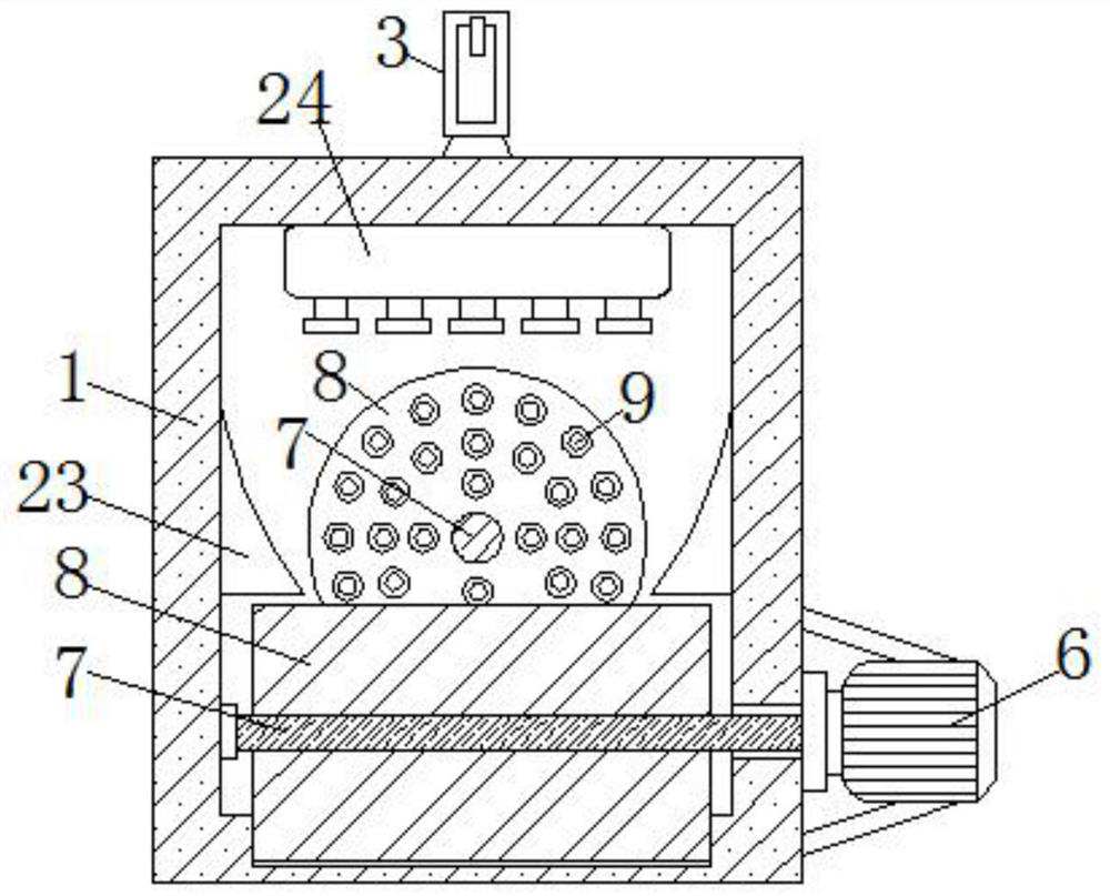 A crushing device for recycling waste glass fiber