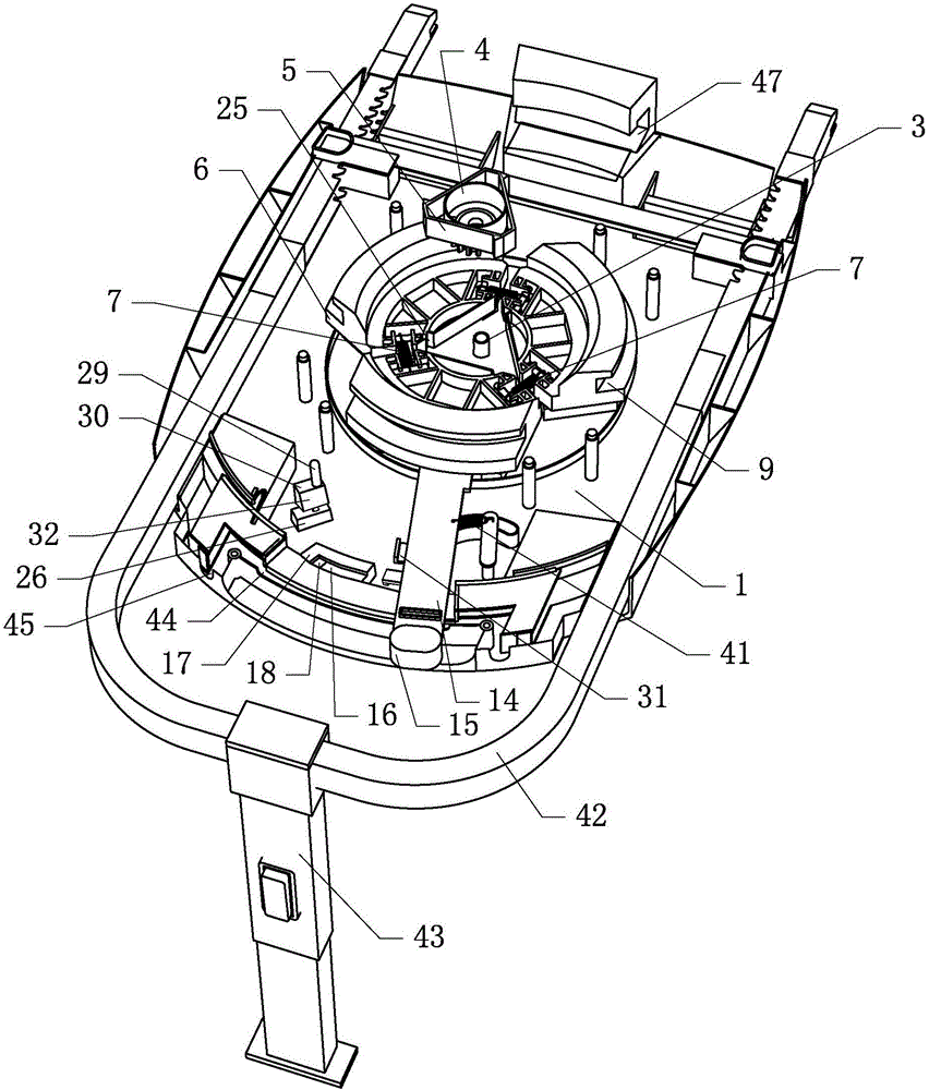 Child seat locating and rotating device