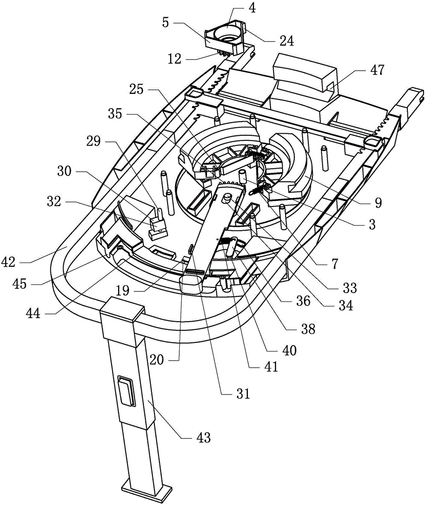 Child seat locating and rotating device