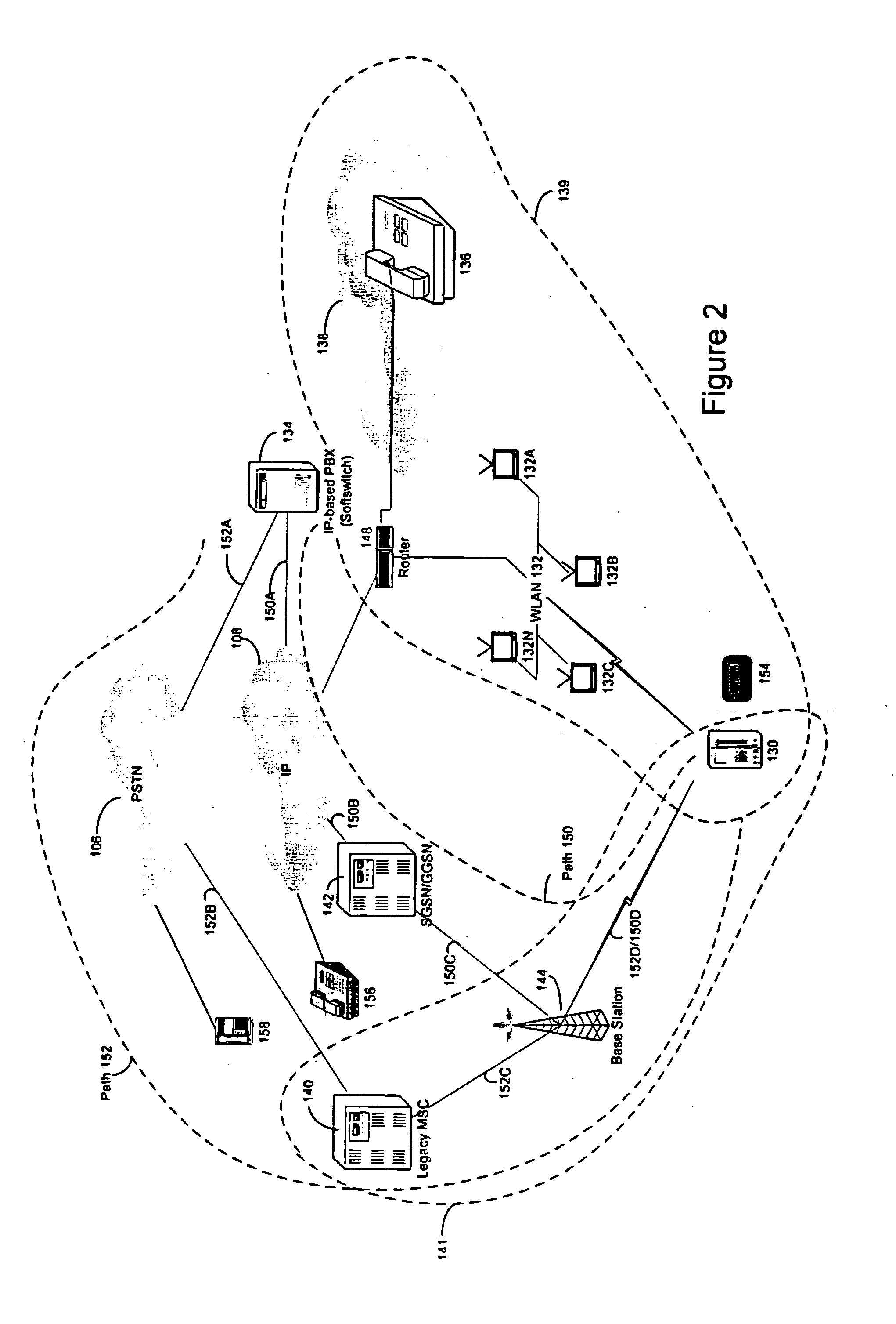 Extension of a local area phone system to a wide area network with handoff features