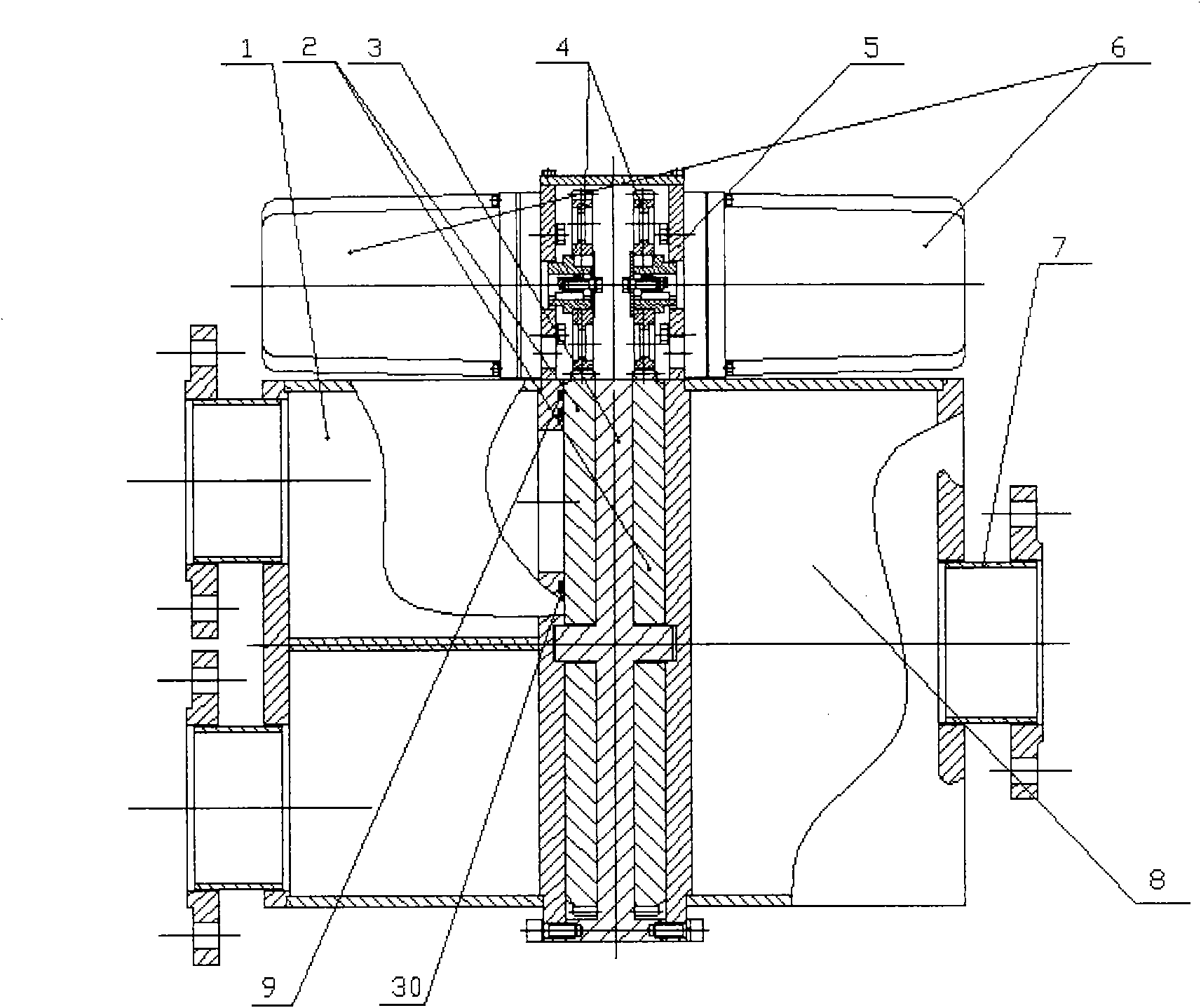 Time-sharing switching three-position four-way valve