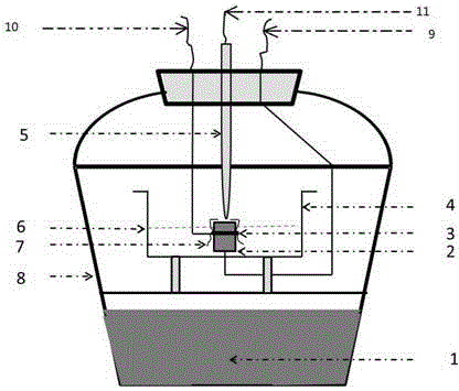 Electrochemical measuring device and measuring method for bottom corrosion of rust layer of spoondrift splashing region