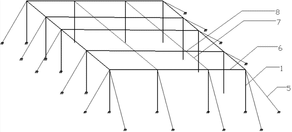 Banana lodging-proof support and support net formed by utilizing structure of banana lodging-proof support