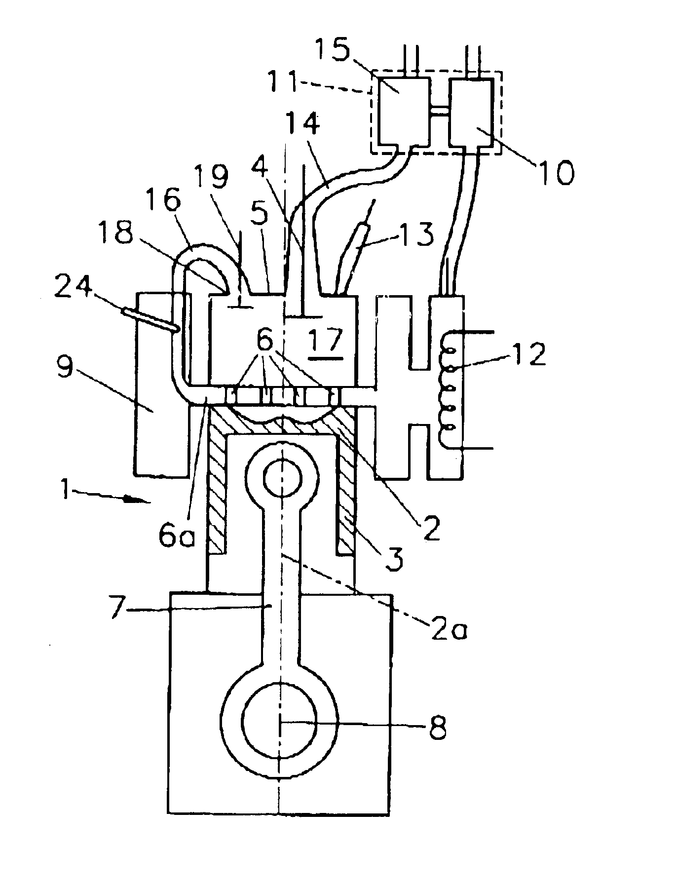 Two-stroke internal combustion engine with internal scavenging