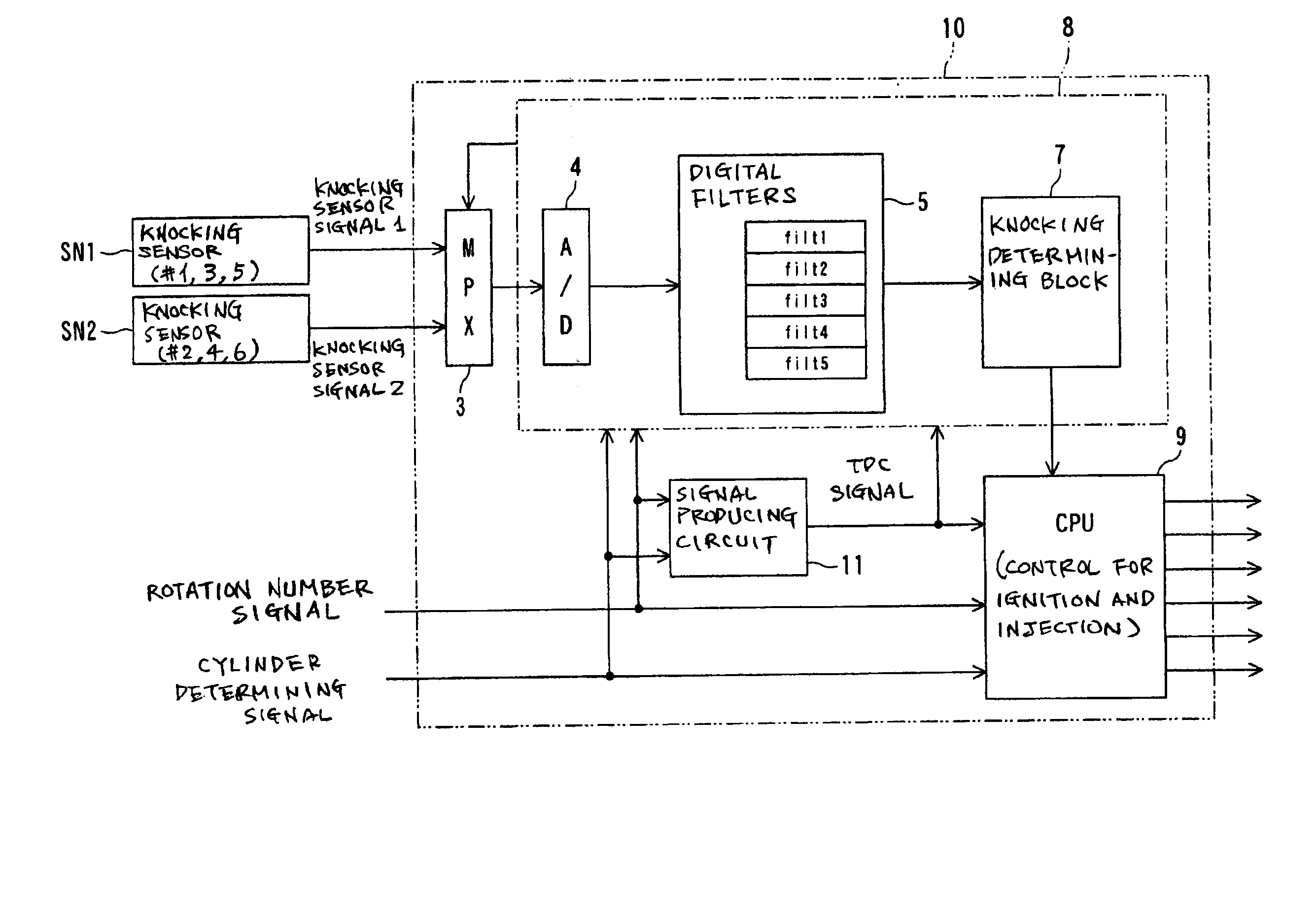 Apparatus for detecting knocking of internal combustion