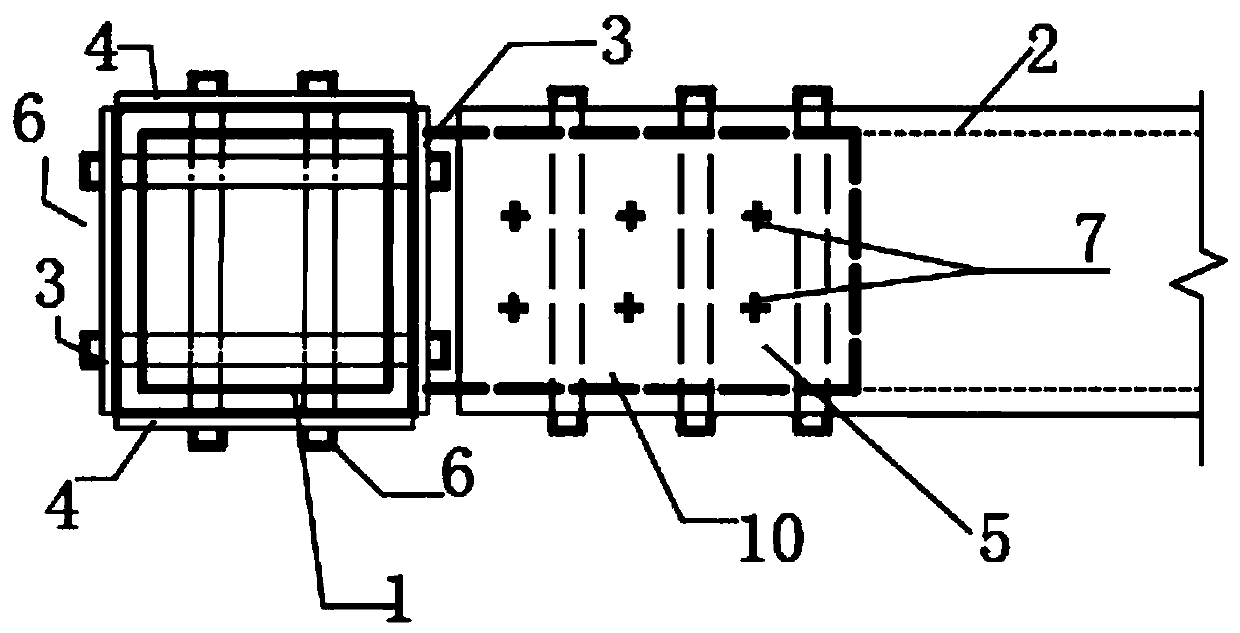 Reaming bonded reinforced casing type FRP structure beam-column node