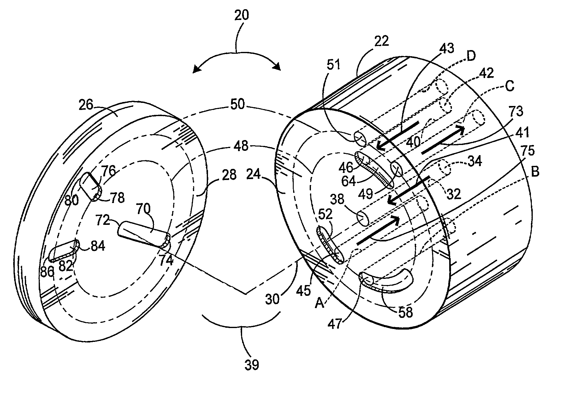 Dual random access, three-way rotary valve apparatus