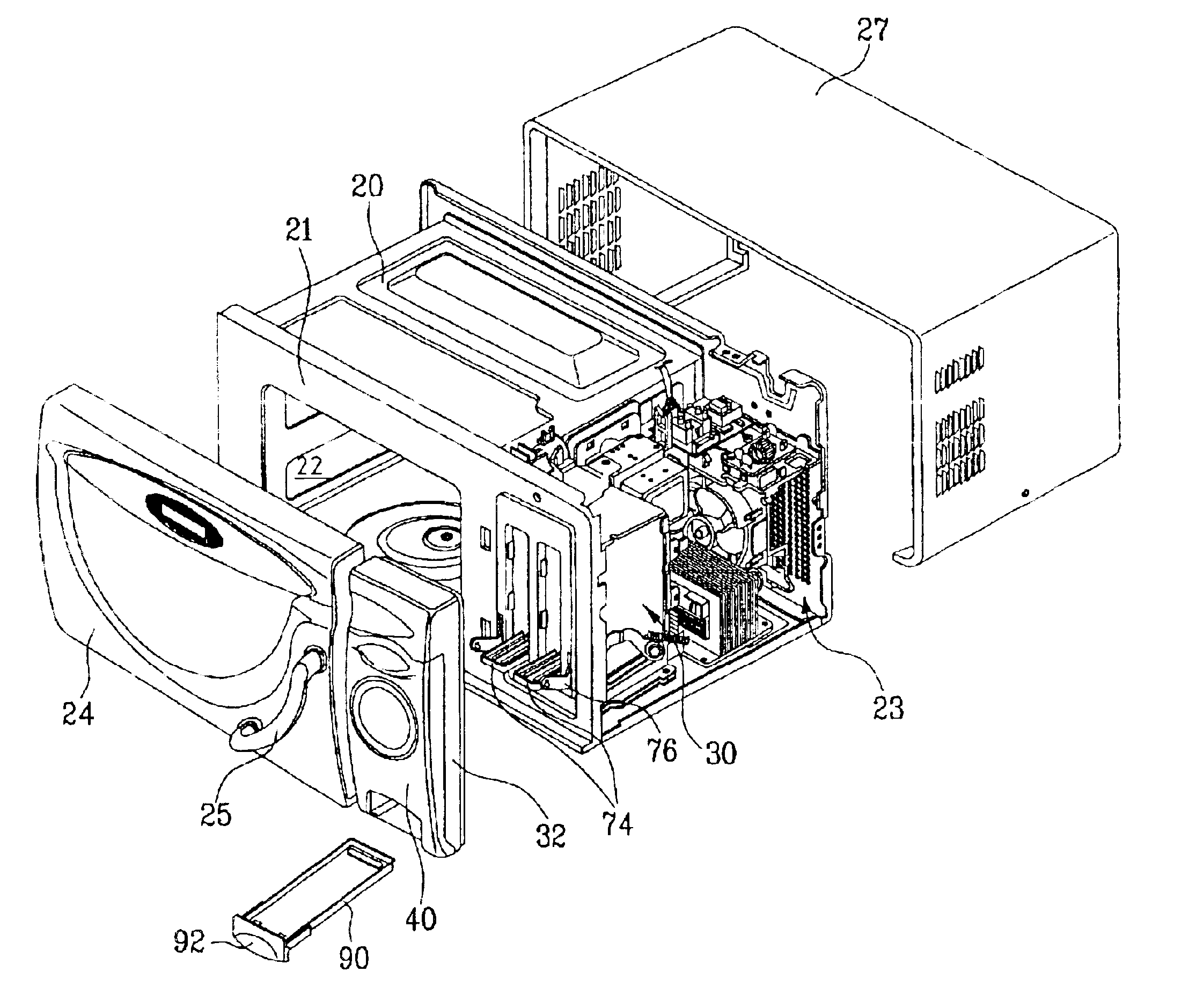 Microwave oven with bread toaster