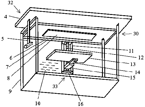 Sealing booster-type slurry pool device for overhead light source 3D printer