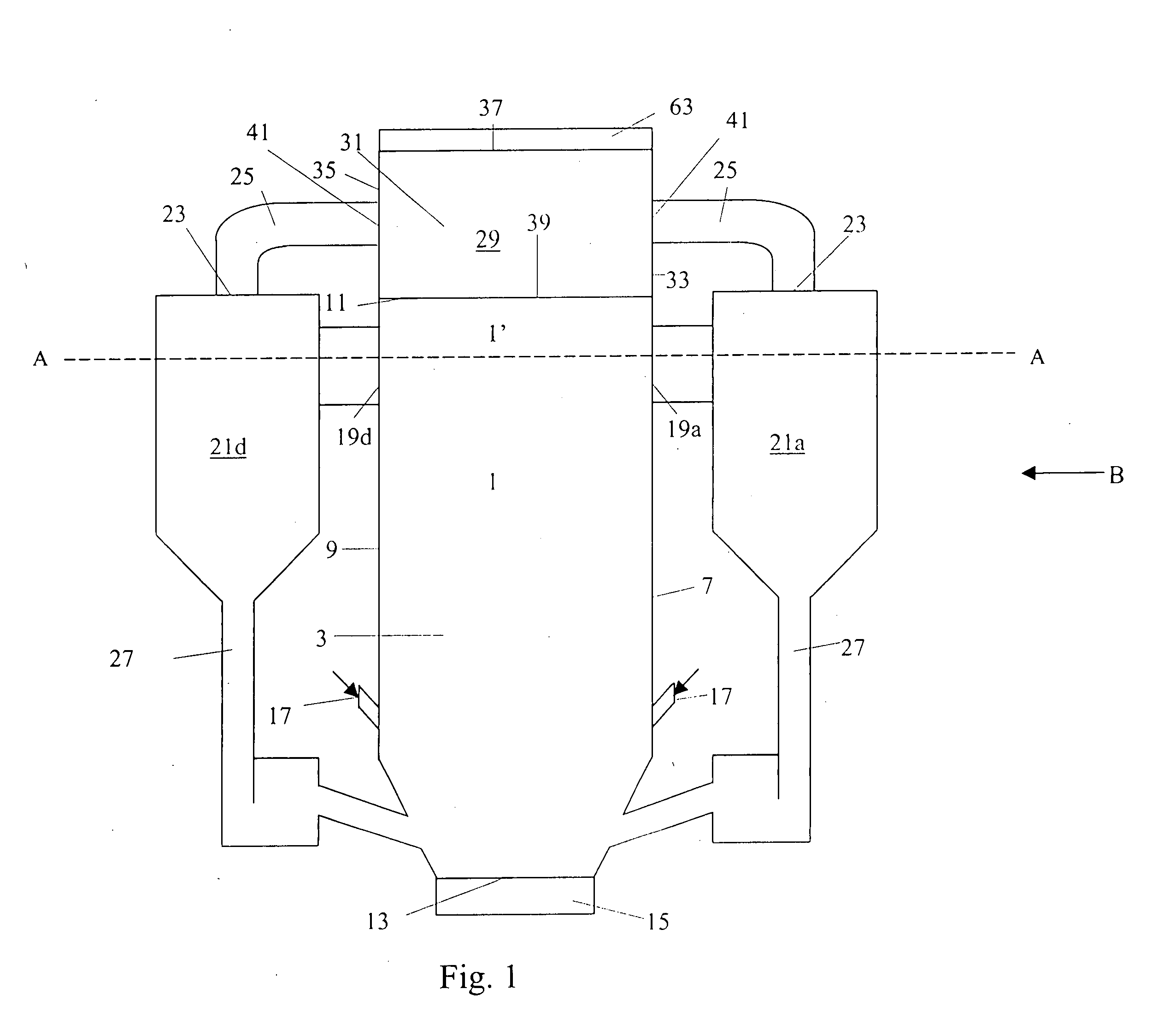 Fluidized bed reactor system having an exhaust gas plenum