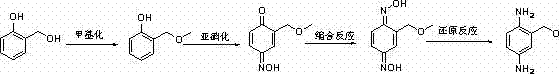 Method for preparing 2-( methoxyl-methyl) phenyl-1,4-diamine