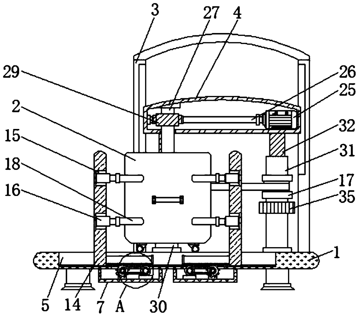 Positioning device for paint high speed dispersing machine