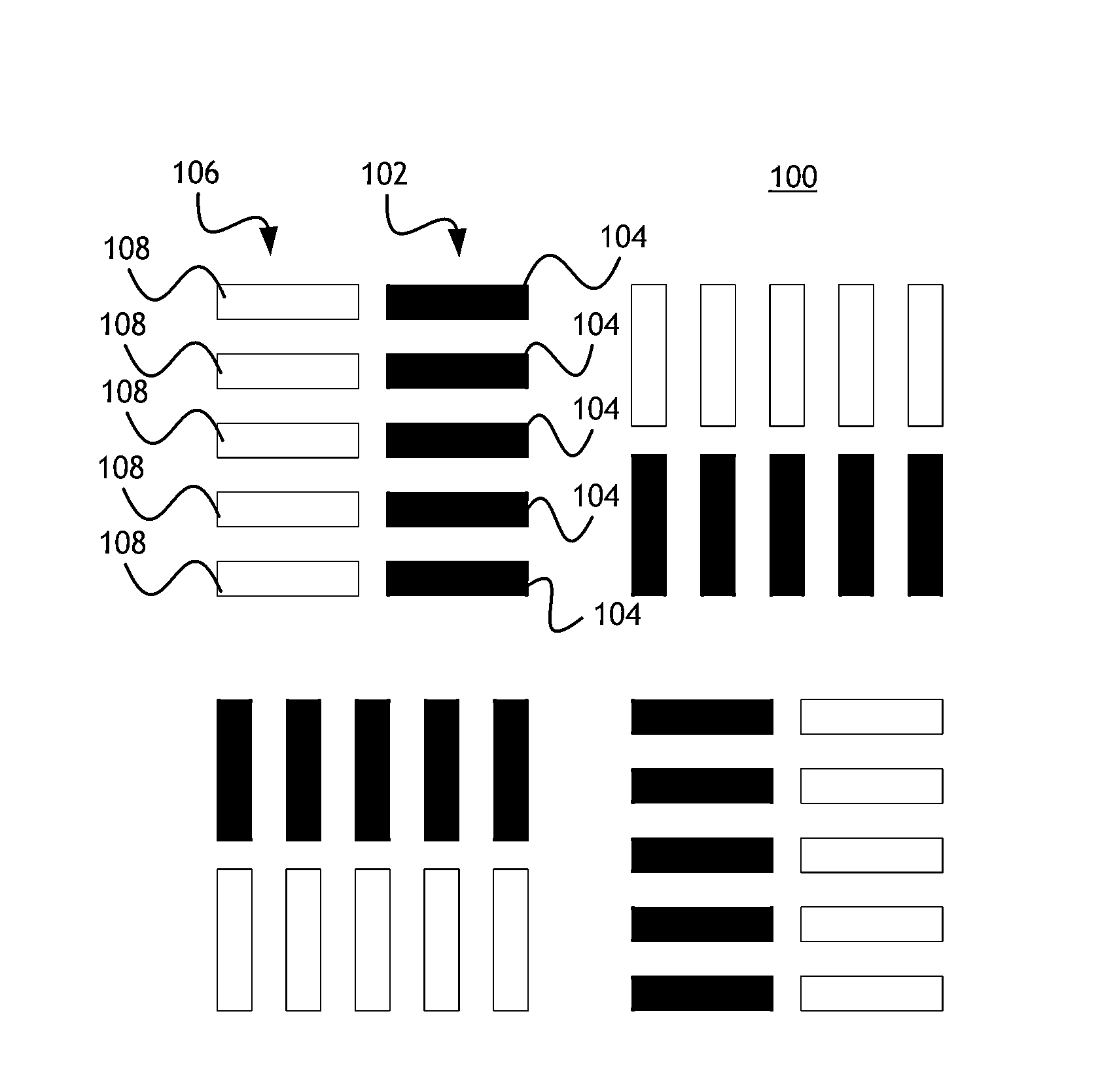 Overlay target geometry for measuring multiple pitches