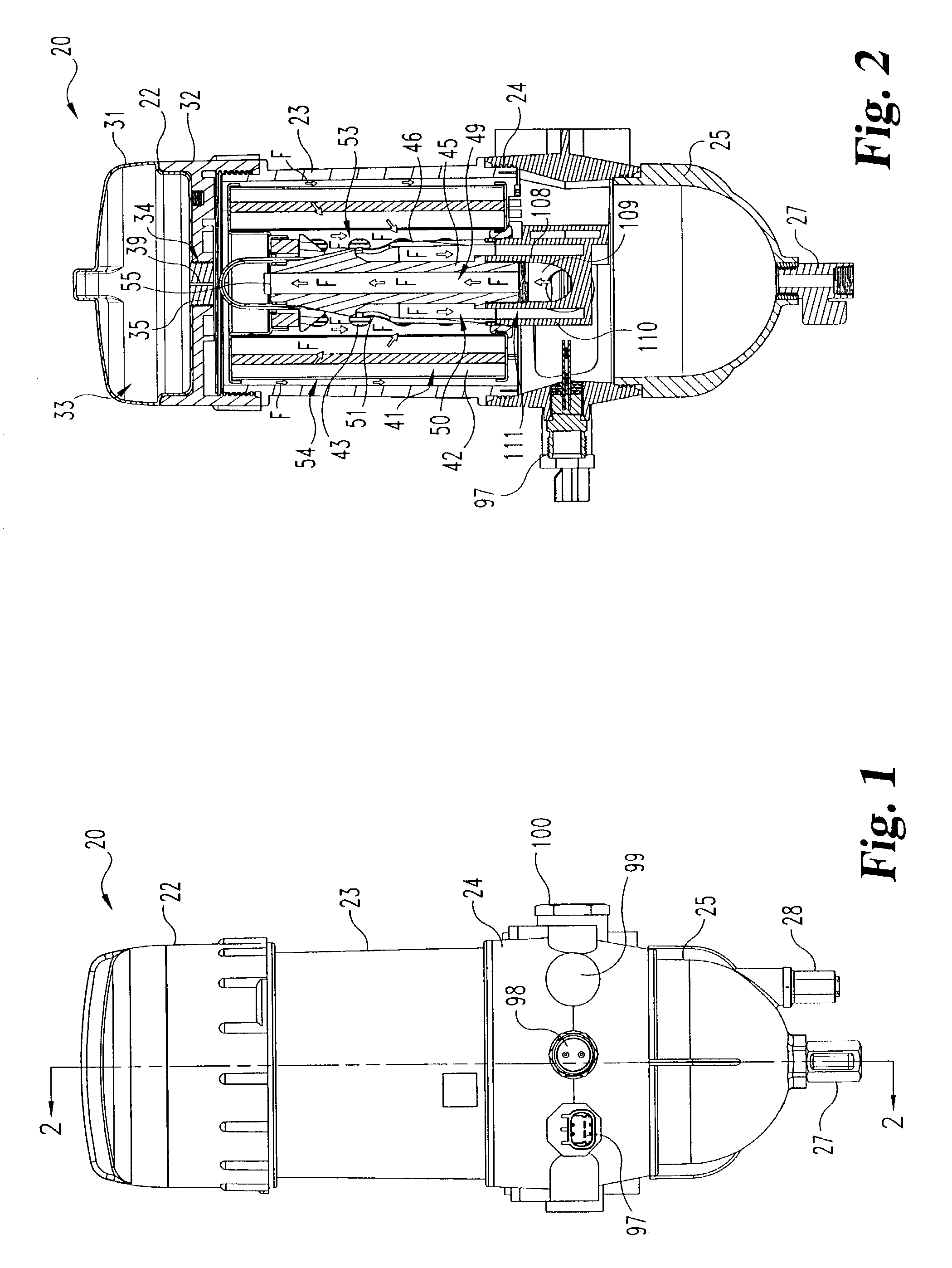 Fuel-water separator unit with parallel flow