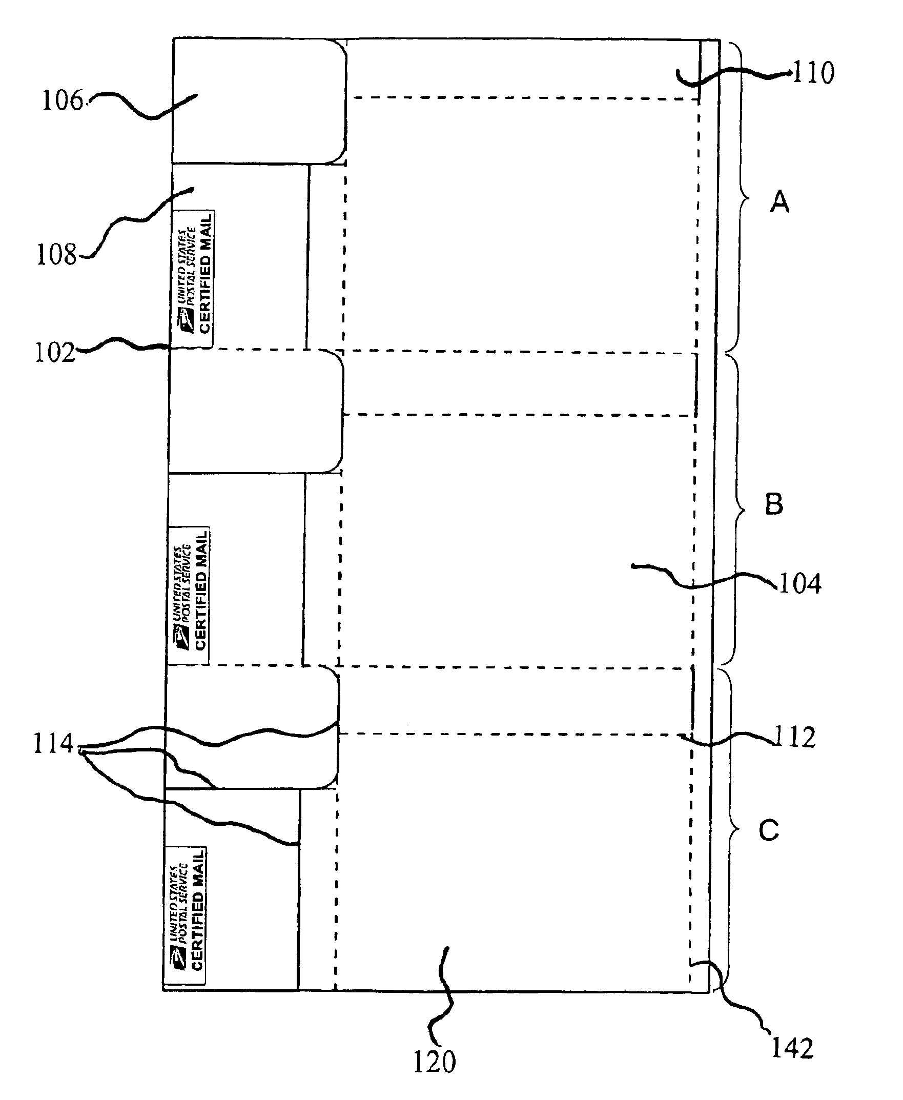 Post card with foldable flap on multi-label mailing form for non-impact printer