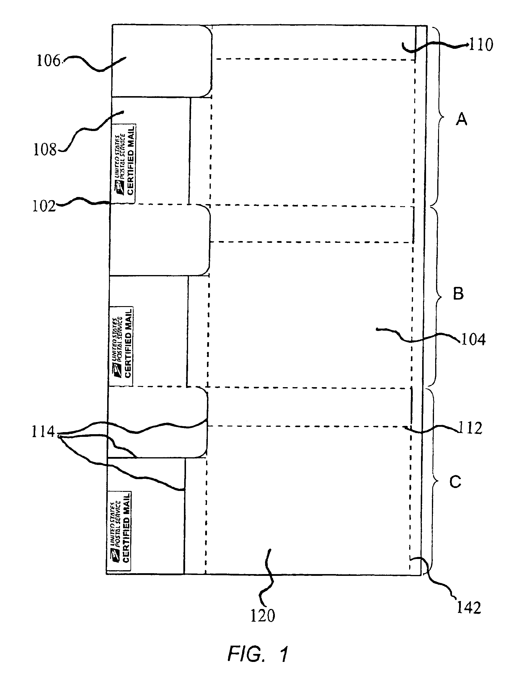 Post card with foldable flap on multi-label mailing form for non-impact printer