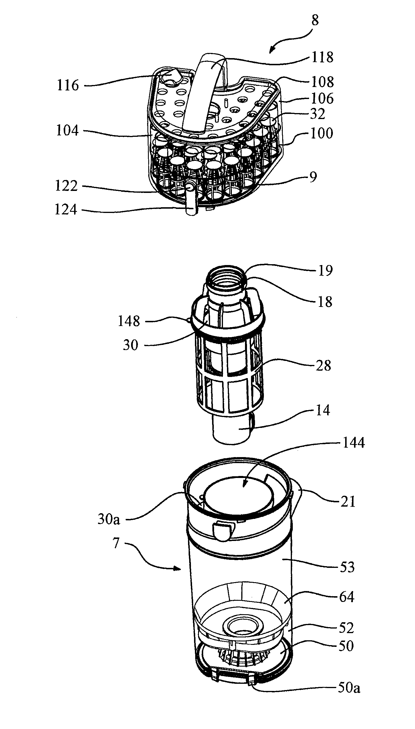 Vacuum cleaner with a removable cyclone array