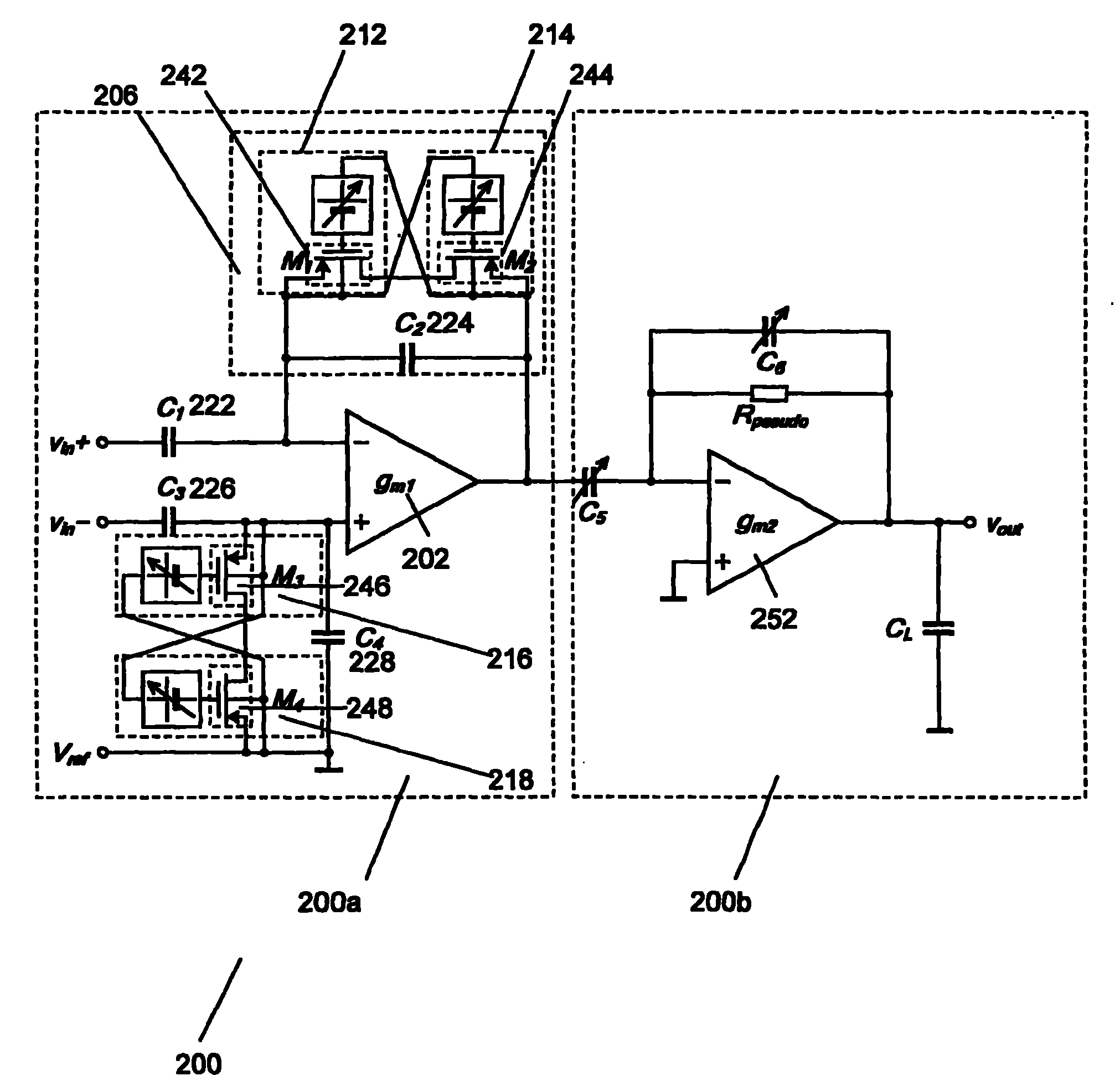 CMOS amplifier with integrated tunable band-pass function