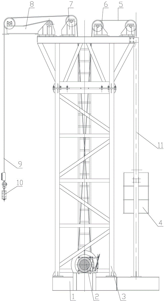 A power lowering type tower pumping unit