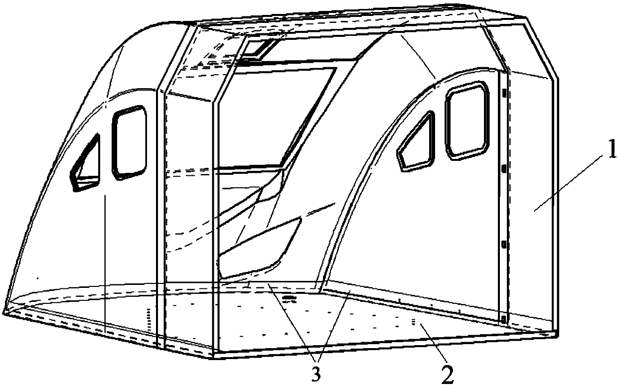 Fiber-reinforced foam sandwich structure composite material locomotive driving cabin and manufacturing method thereof