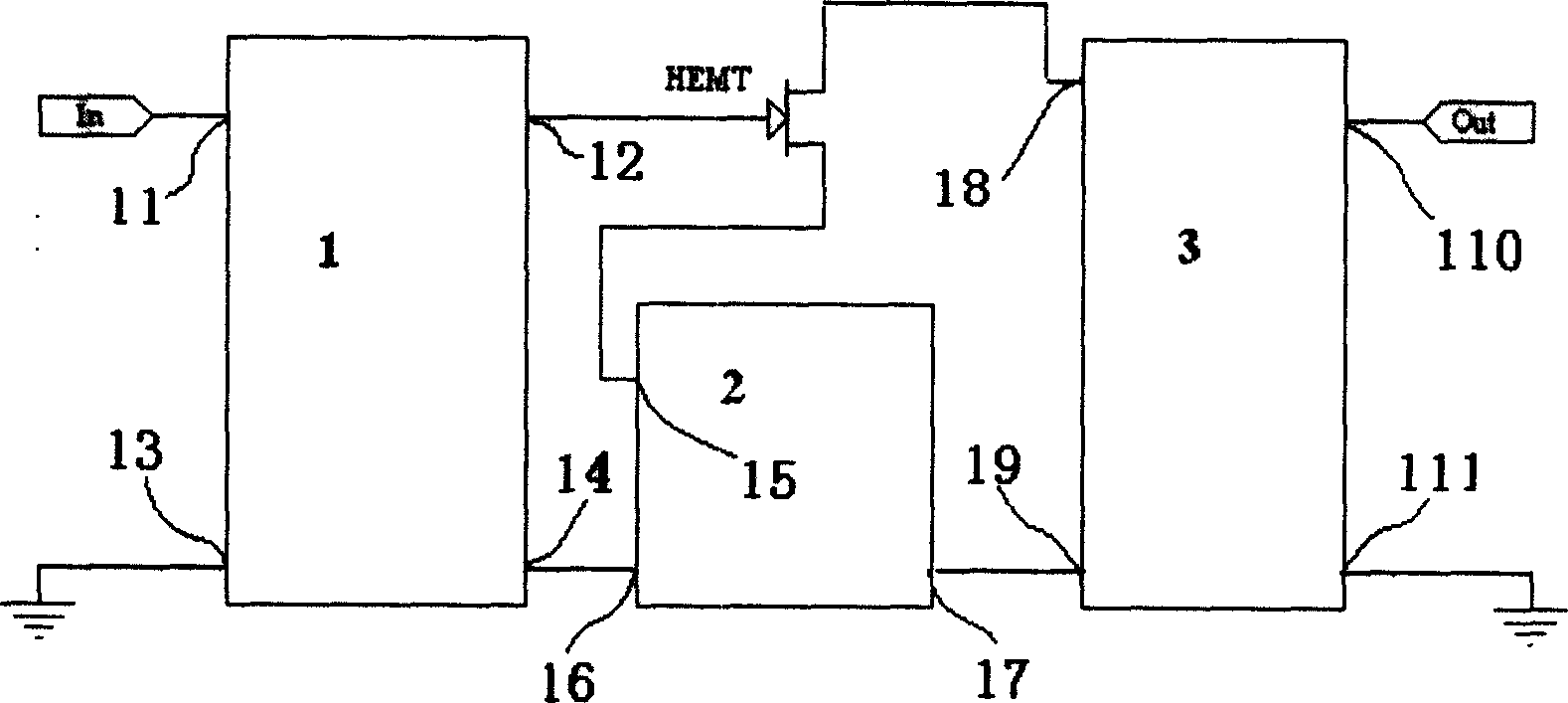 Radio frequency band low temperature low noise amplifier