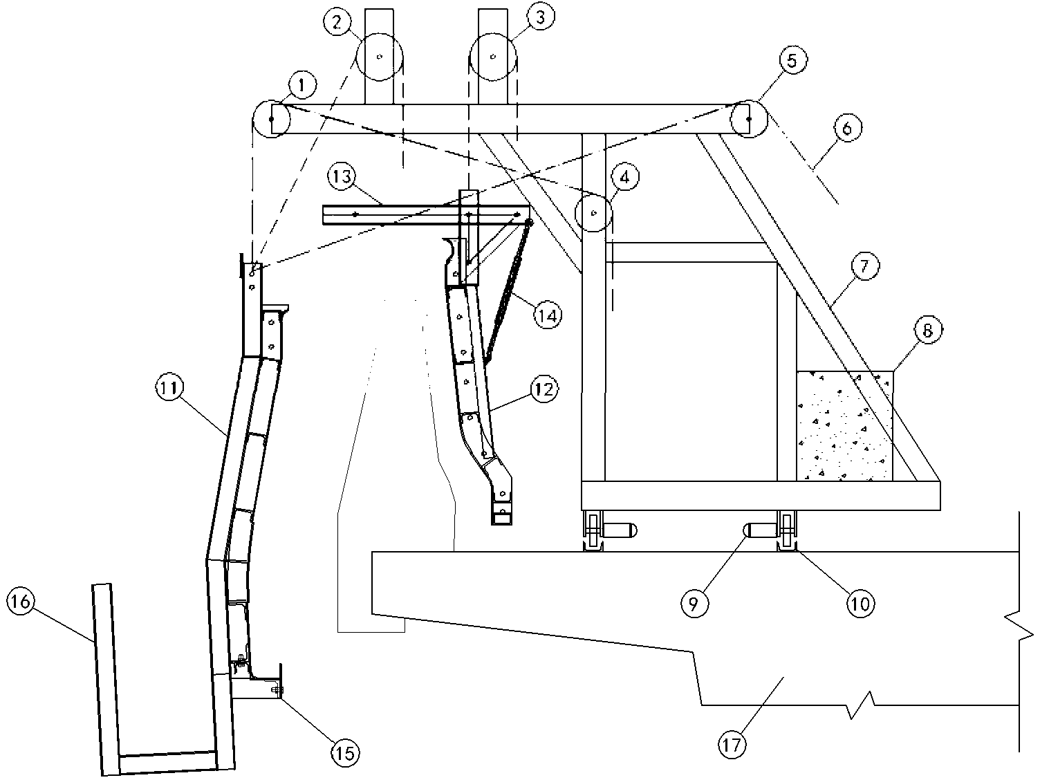 Construction method of cast-in-place concrete crash barrier with eaves