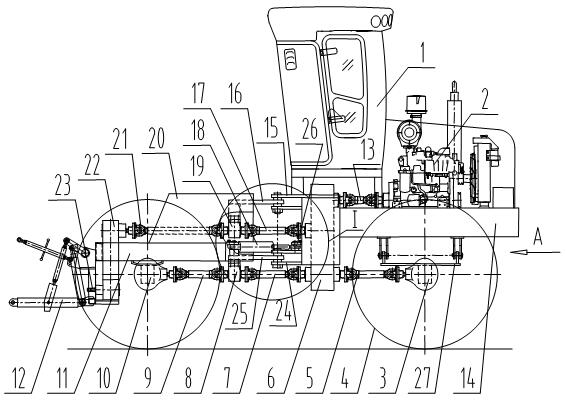 Hinge steering four-wheel drive tractor