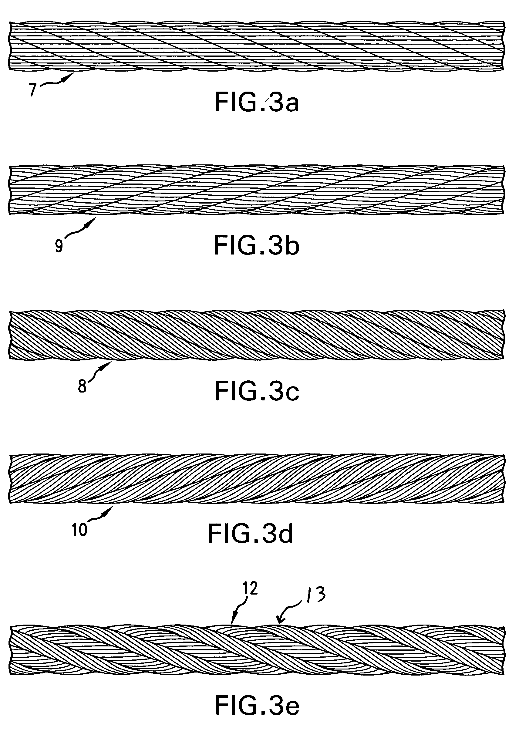 Synthetic sling whose component parts have opposing lays