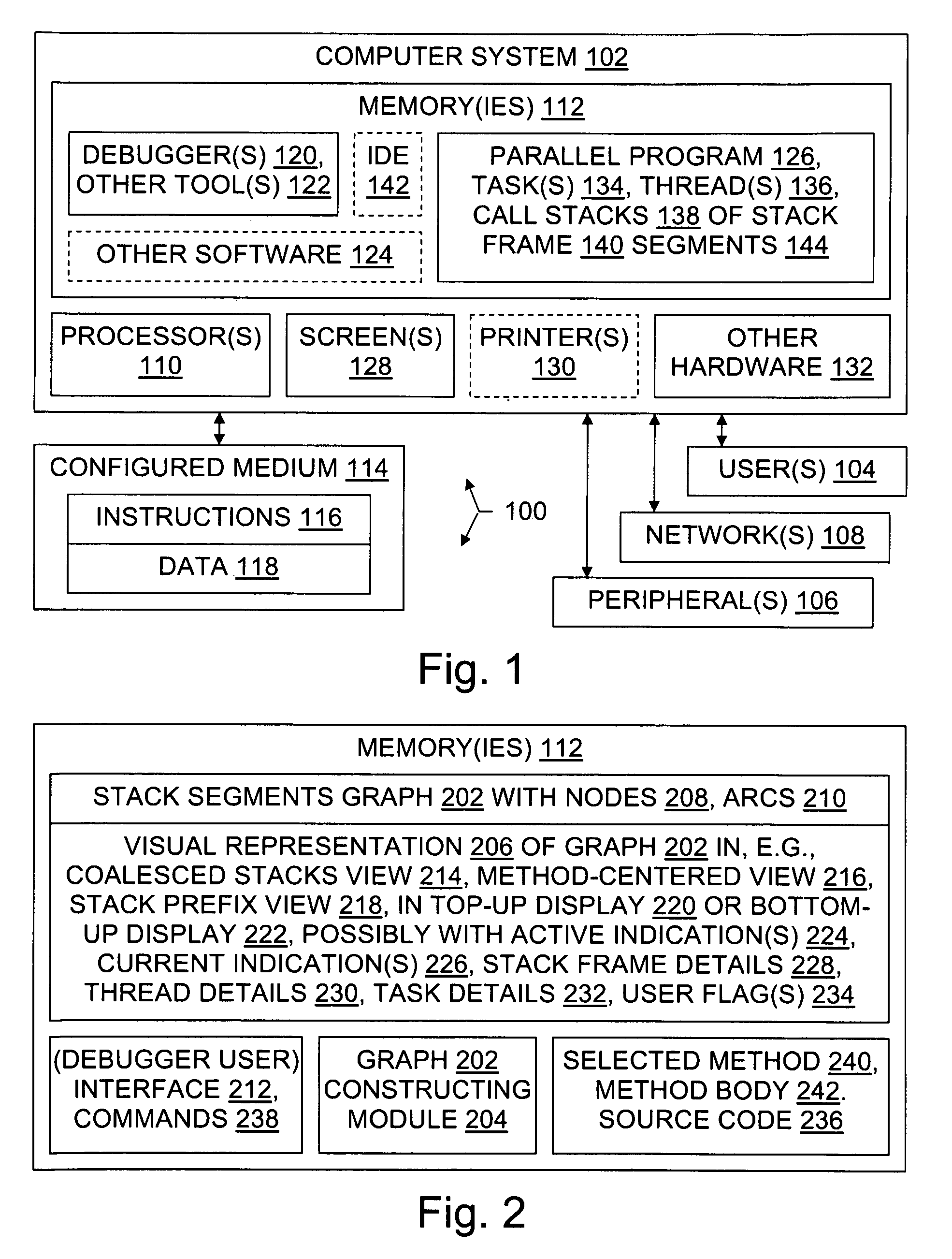 Simultaneously displaying multiple call stacks in an interactive debugger