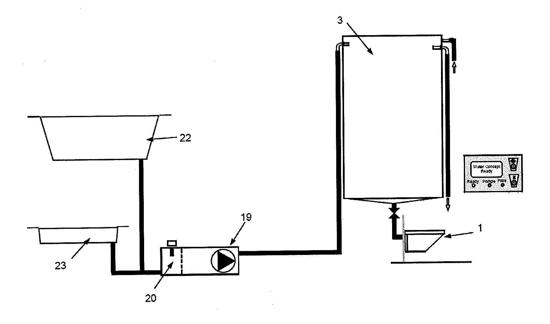 Installation for recycling sanitary water