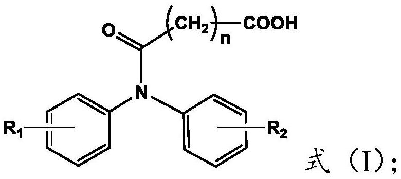 Diphenylamino oxocarboxylic acid extraction agent and preparation method and application thereof