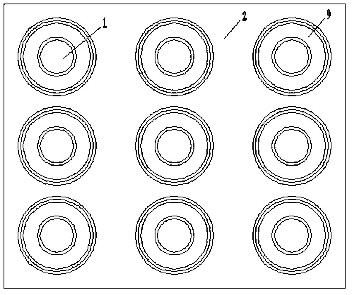 Set bearing platform foundations and construction method thereof